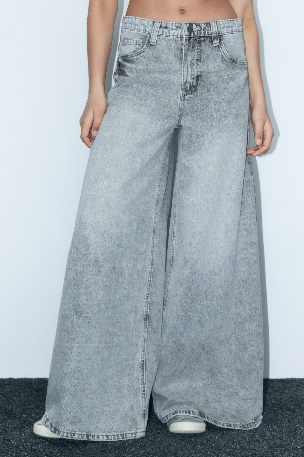 Джинсы багги удлиненные с низкой посадкой - цвет серый - 2