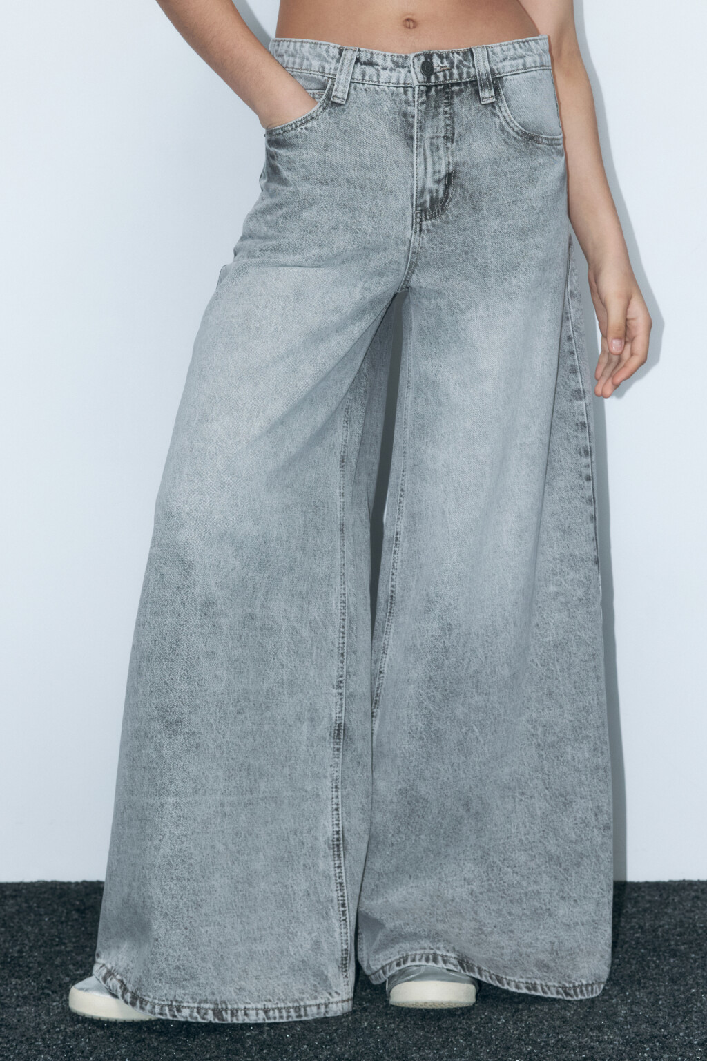 Джинсы багги удлиненные с низкой посадкой - цвет серый - 3