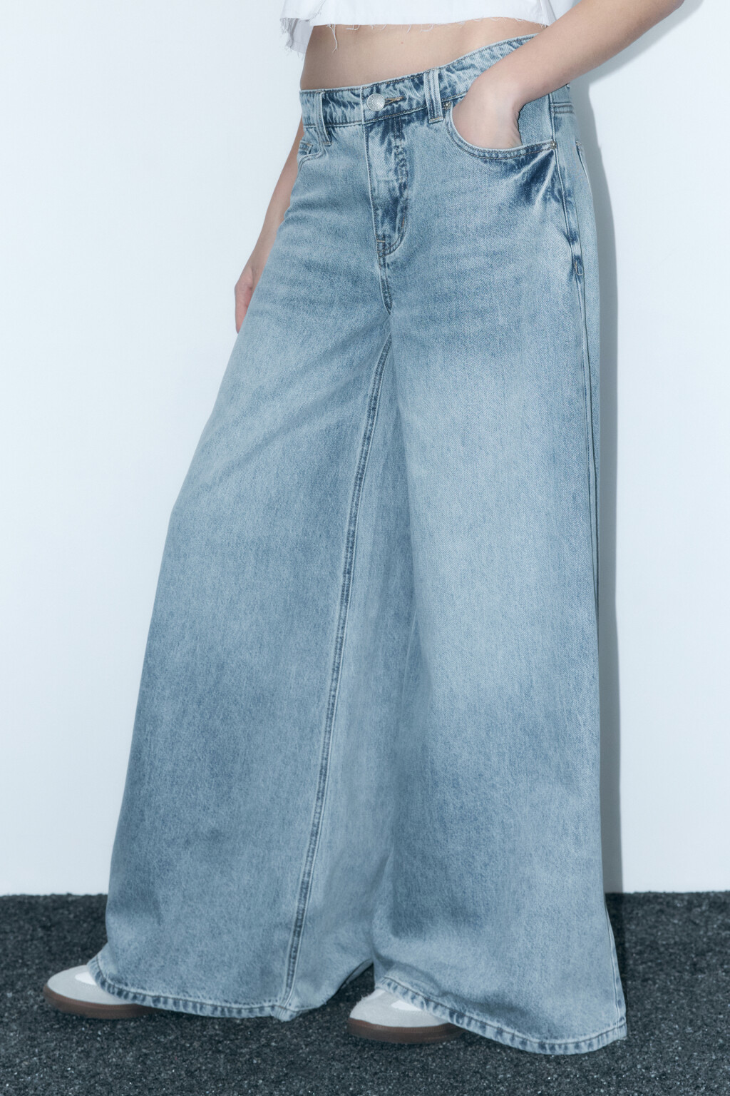 Джинсы багги удлиненные с низкой посадкой - цвет синий - 3