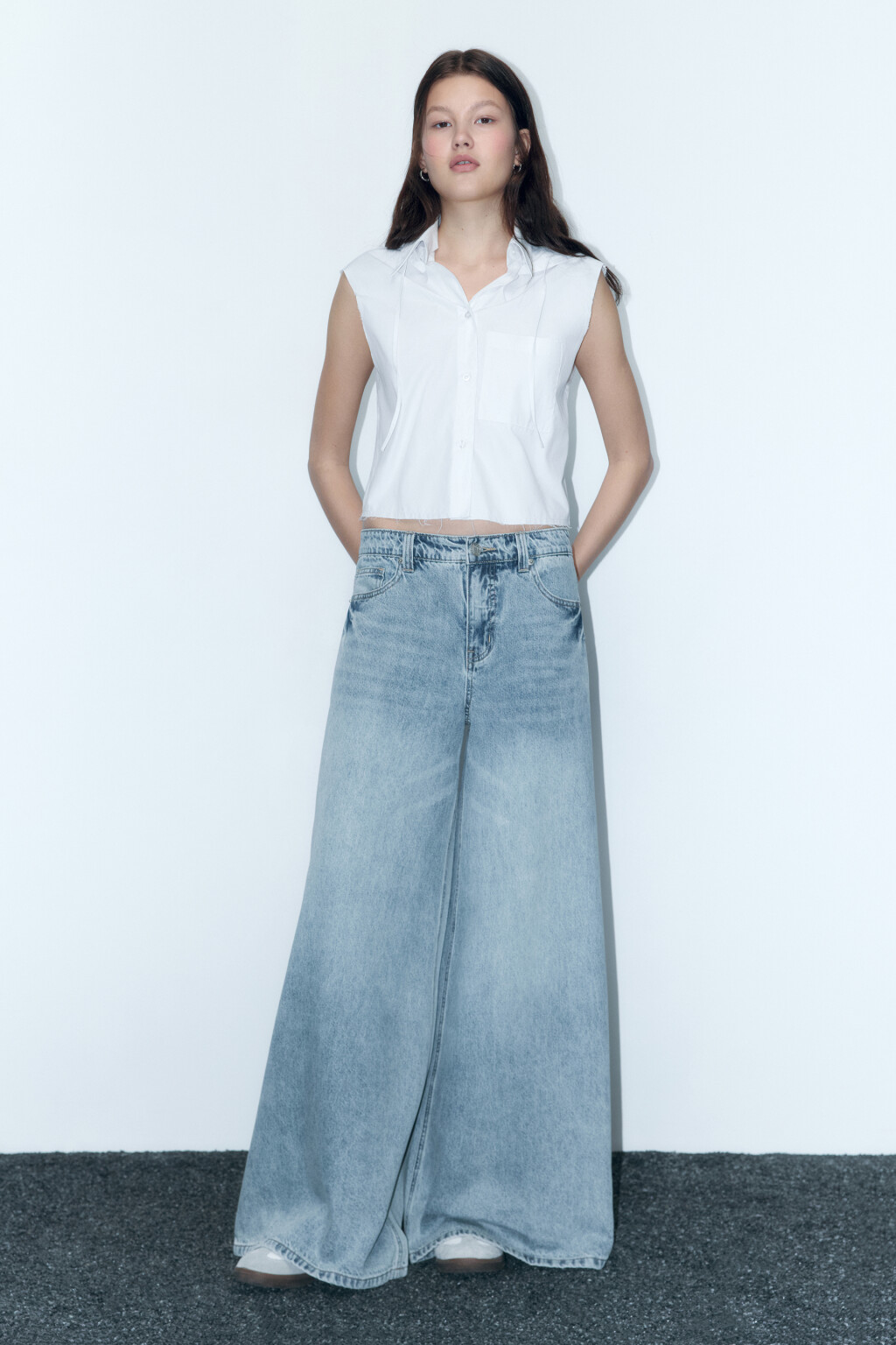 Джинсы багги удлиненные с низкой посадкой - цвет синий - 5