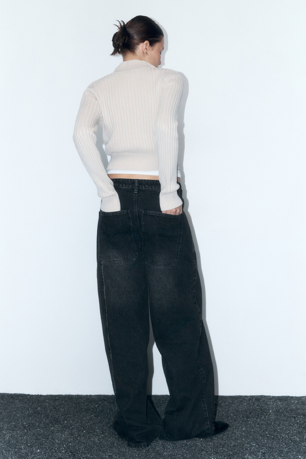 Джинсы cargo fit широкие с накладными карманами - цвет серый - 4