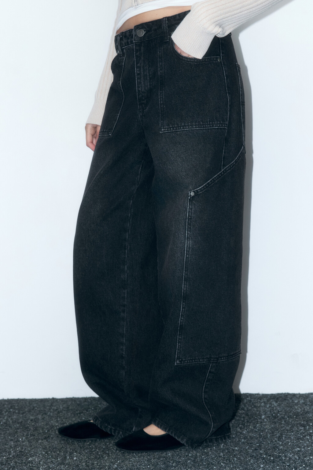 Джинсы cargo fit широкие с накладными карманами - цвет серый - 2