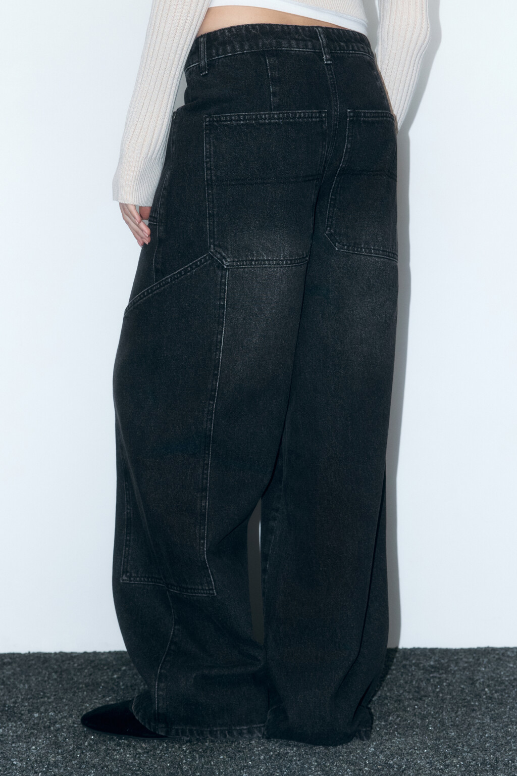 Джинсы cargo fit широкие с накладными карманами - цвет серый - 3