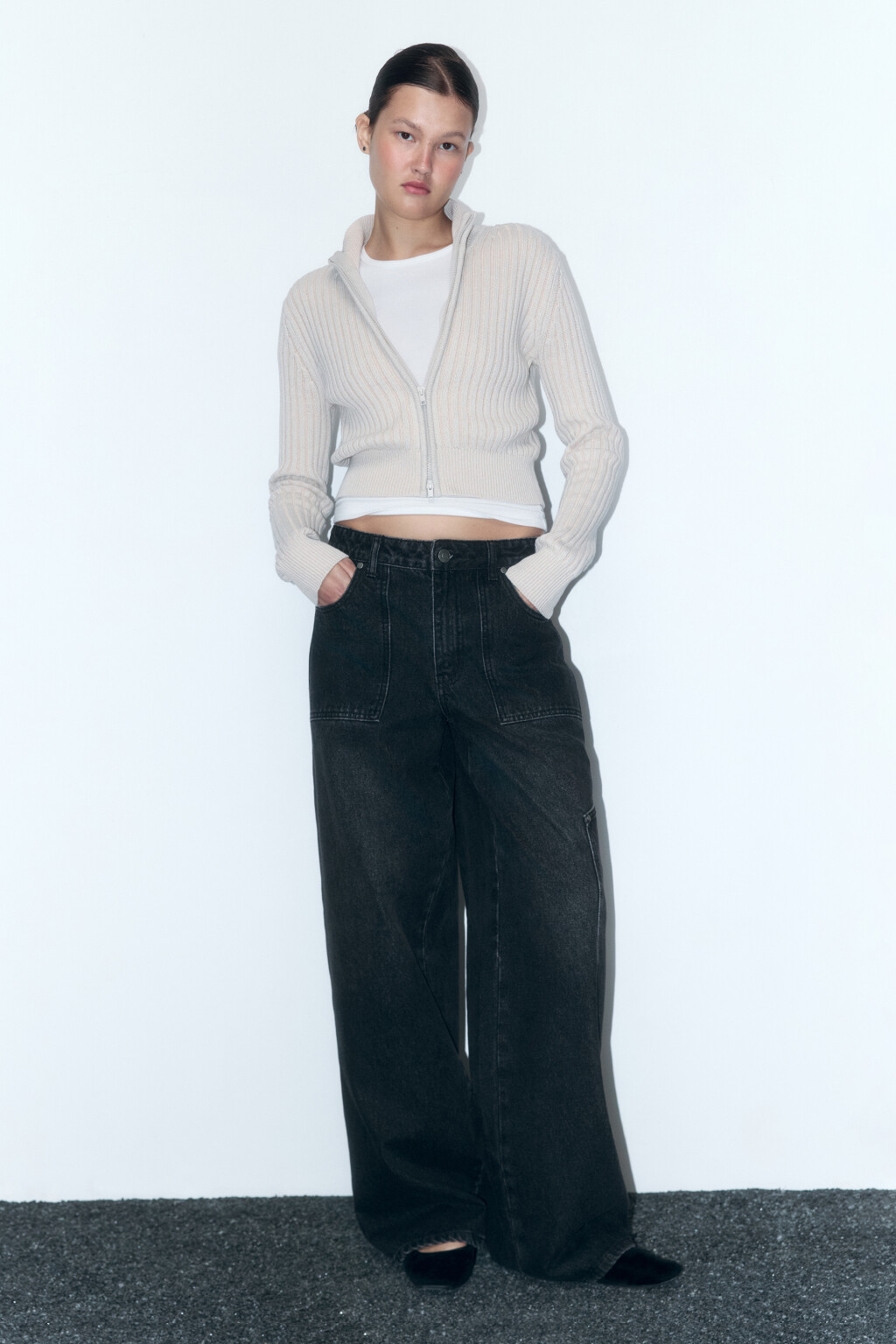 Джинсы cargo fit широкие с накладными карманами - цвет серый - 5