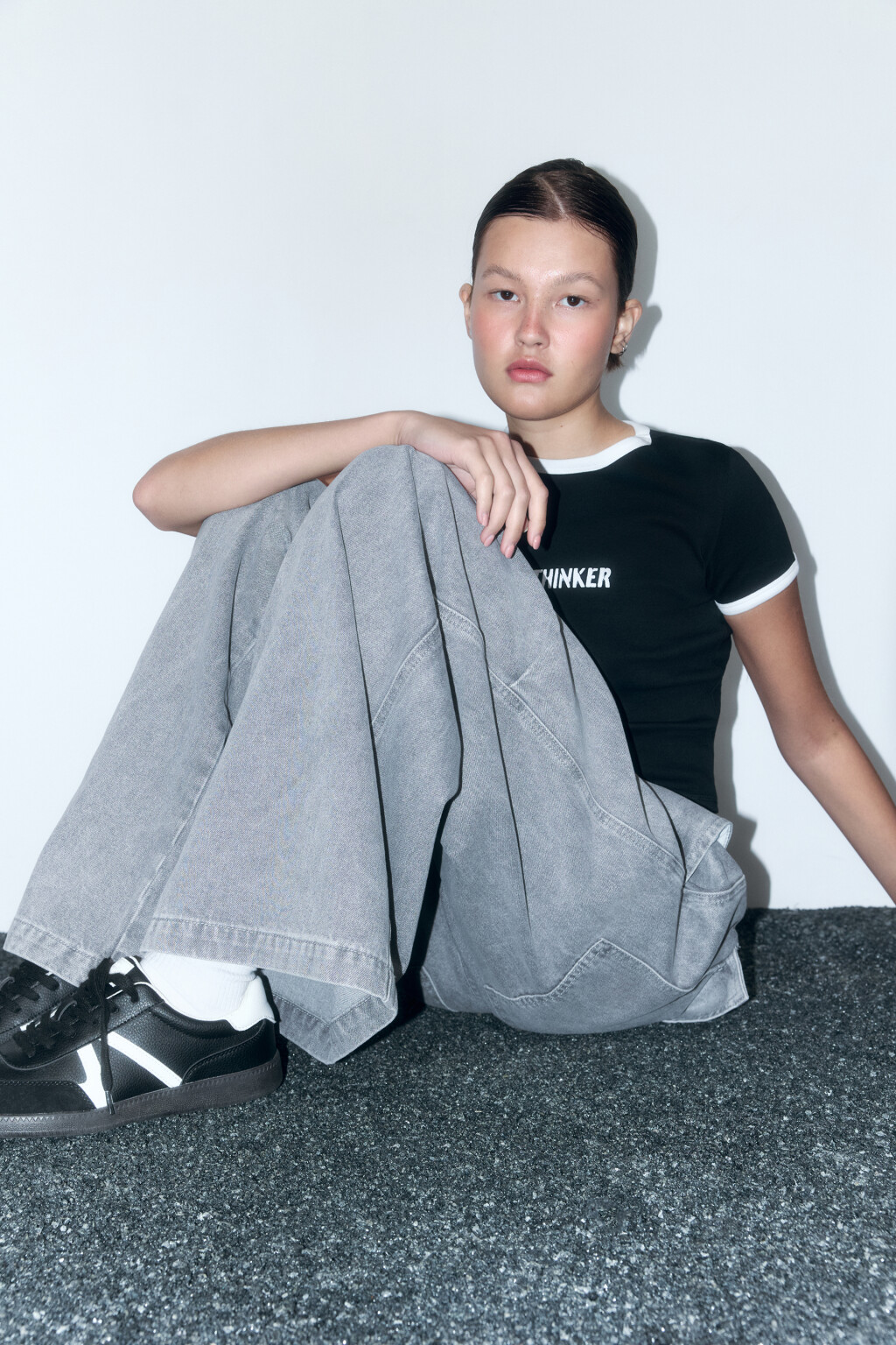 Джинсы baggy fit с низкой посадкой - цвет серый - 1