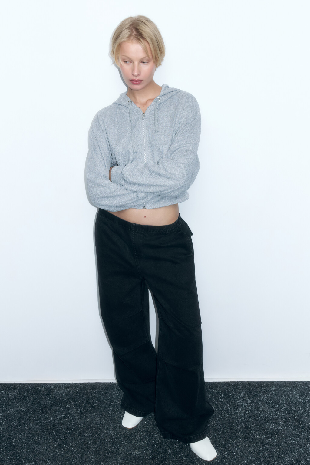 Джинсы baggy fit с низкой посадкой - цвет серый - 1