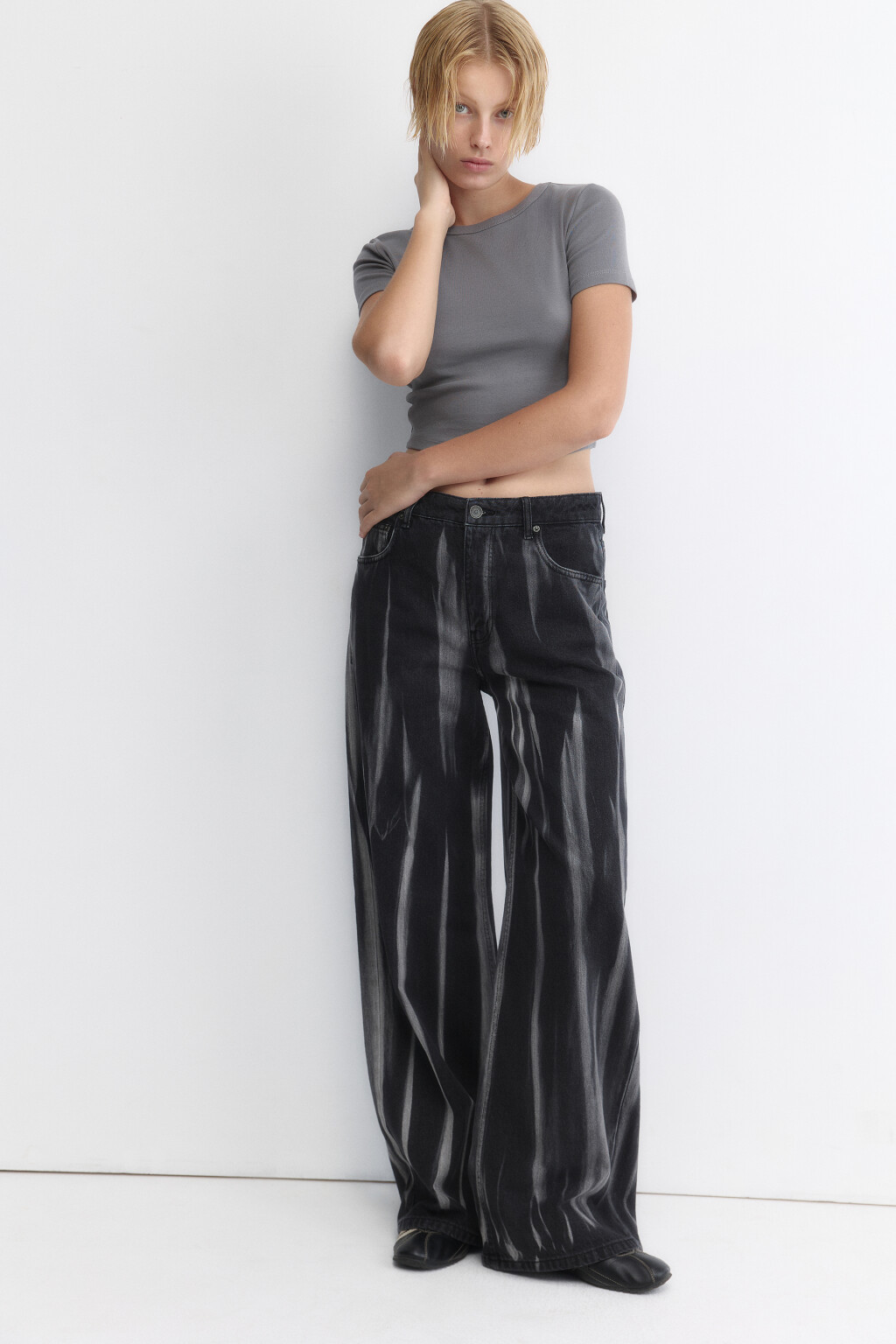 Джинсы baggy fit со средней посадкой - цвет черный - 1