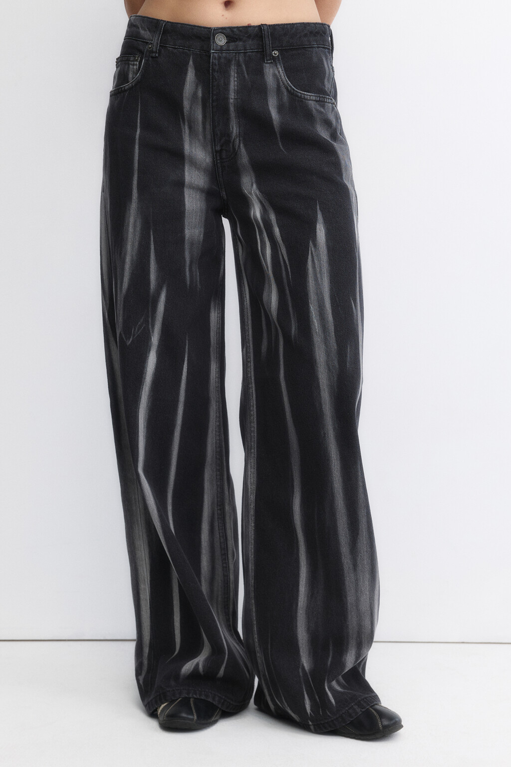 Джинсы baggy fit со средней посадкой - цвет черный - 2