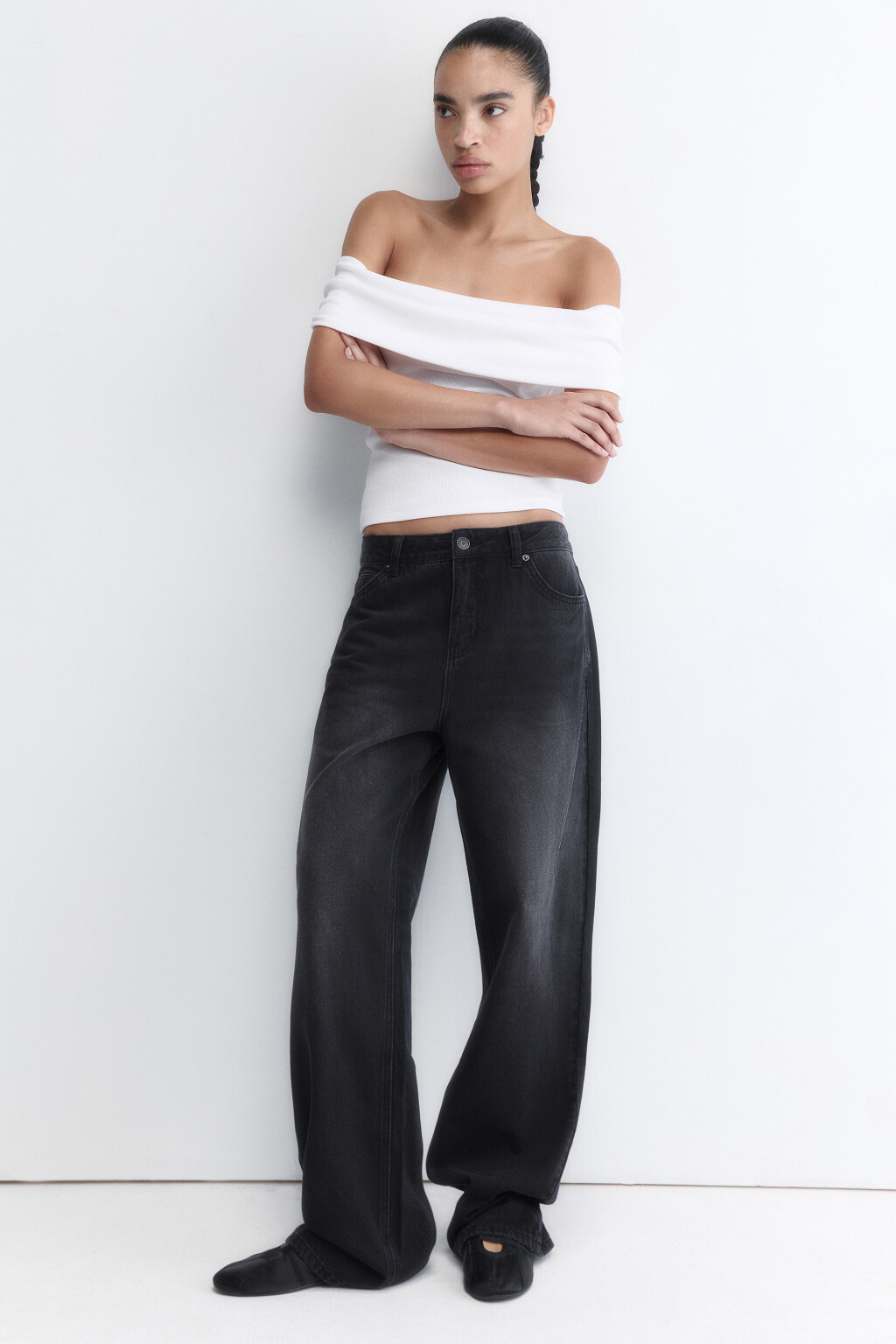 Джинсы straight fit прямые с тинтом - цвет серый - 1