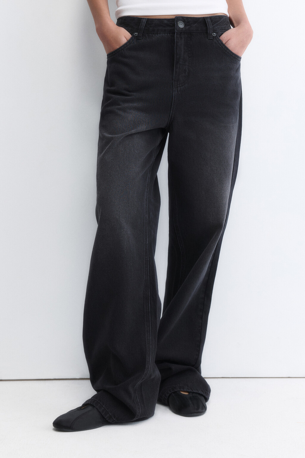 Джинсы straight fit прямые с тинтом - цвет серый - 2