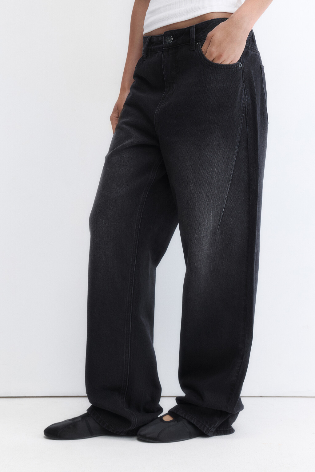 Джинсы straight fit прямые с тинтом - цвет серый - 3