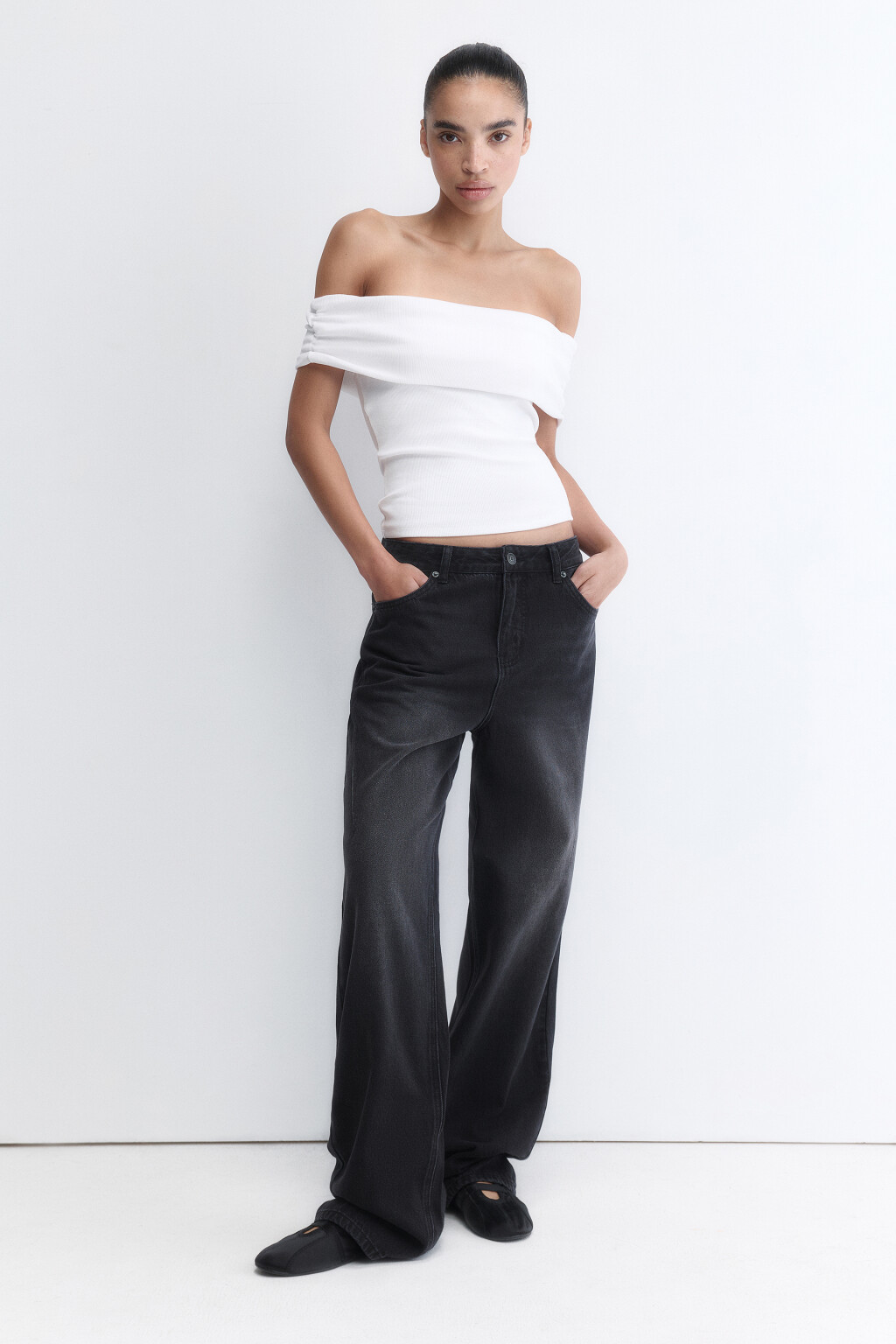 Джинсы straight fit прямые с тинтом - цвет серый - 5