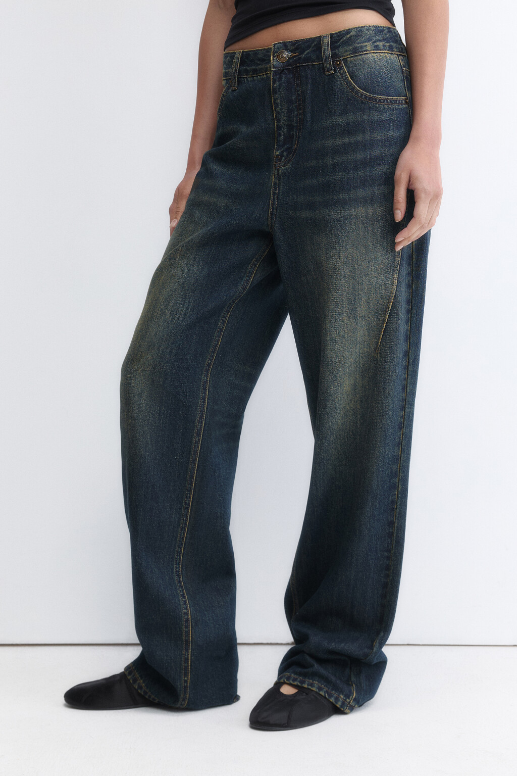 Джинсы straight fit прямые с тинтом - цвет бордовый - 3