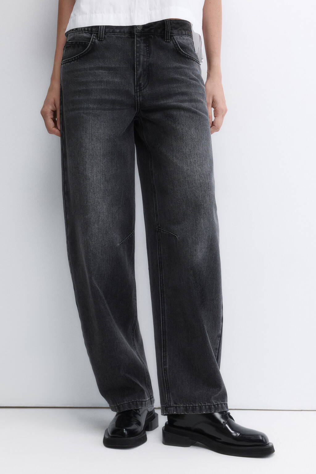 Джинсы baggy fit с низкой посадкой - цвет серый - 2