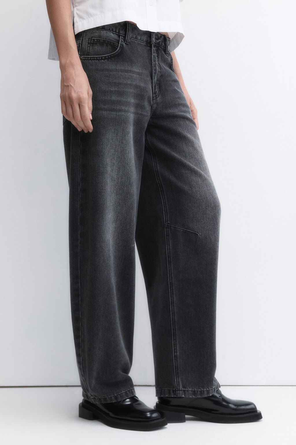 Джинсы baggy fit с низкой посадкой - цвет серый - 3