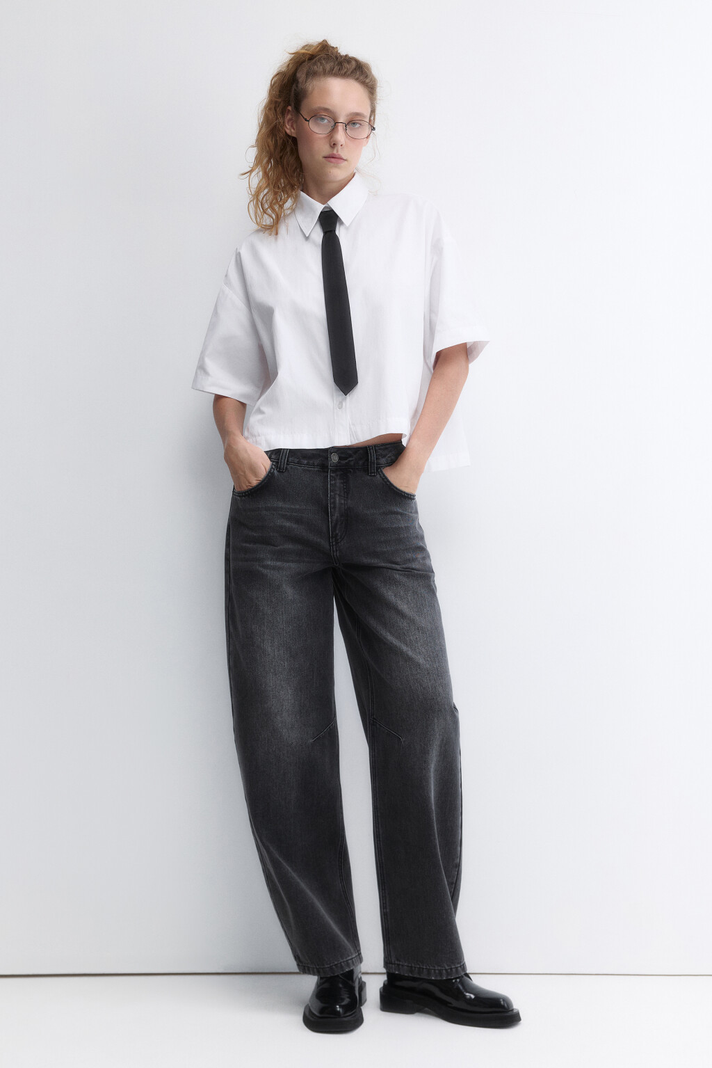 Джинсы baggy fit с низкой посадкой - цвет серый - 1