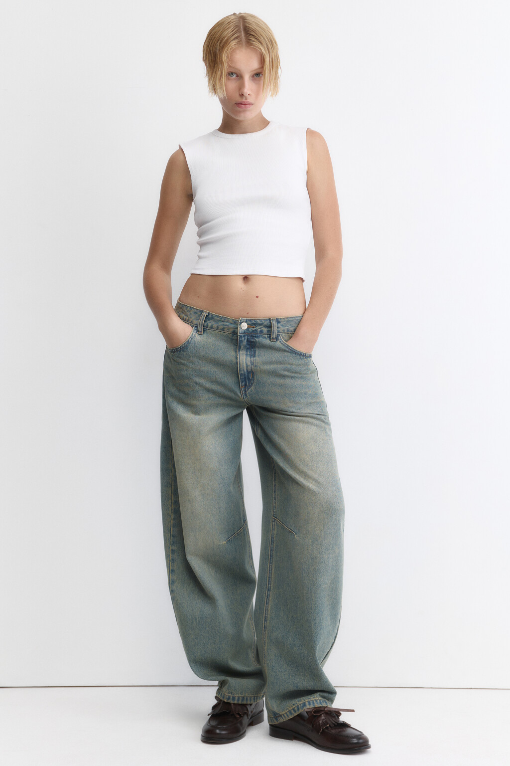 Джинсы baggy fit с низкой посадкой - цвет темный тинт - 3