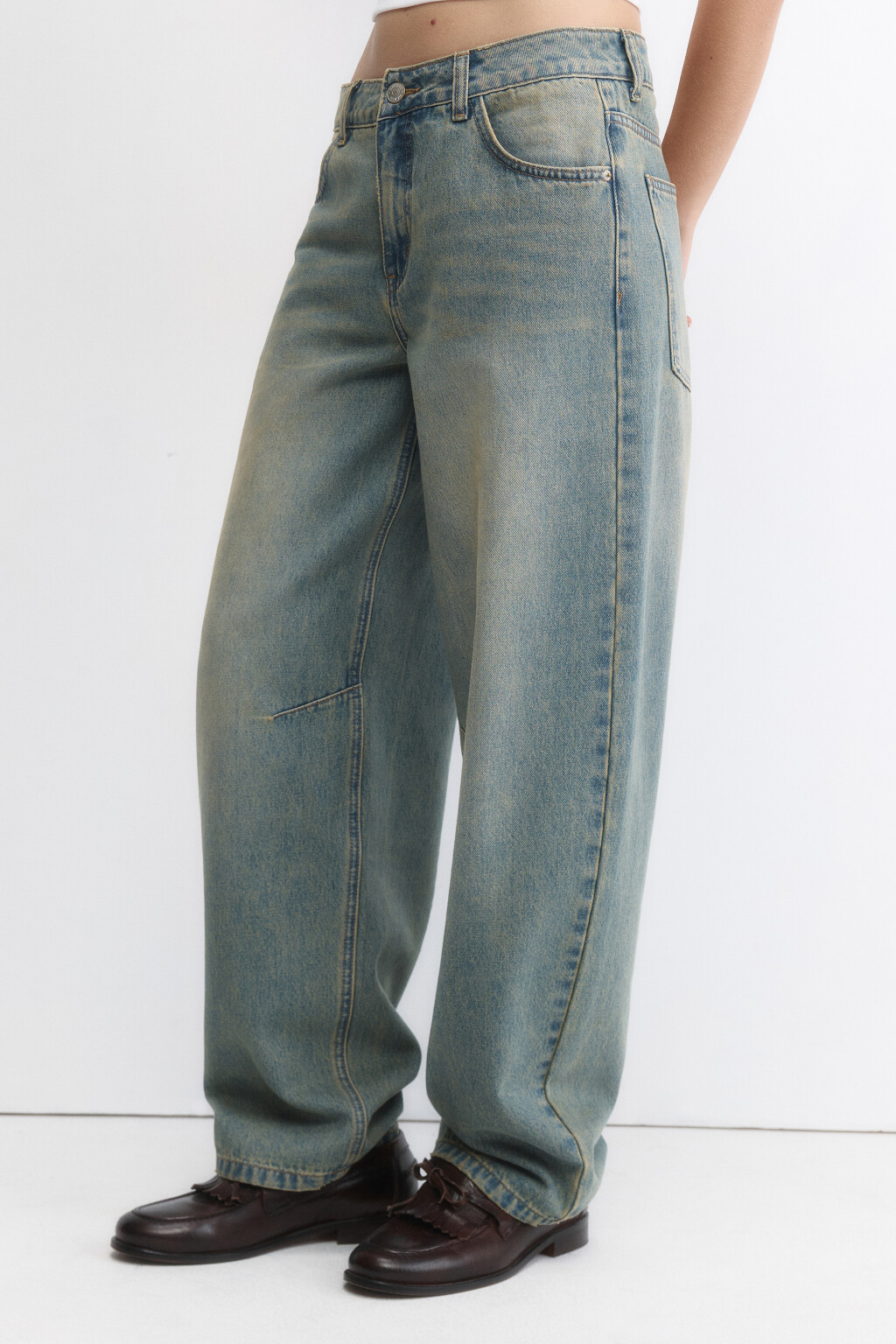 Джинсы baggy fit с низкой посадкой - цвет темный тинт - 2