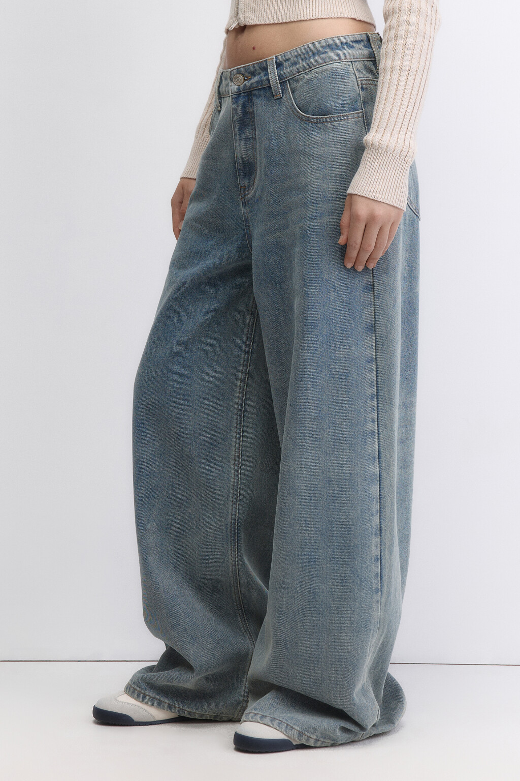 Джинсы baggy широкие с потертостями - цвет бордовый - 2