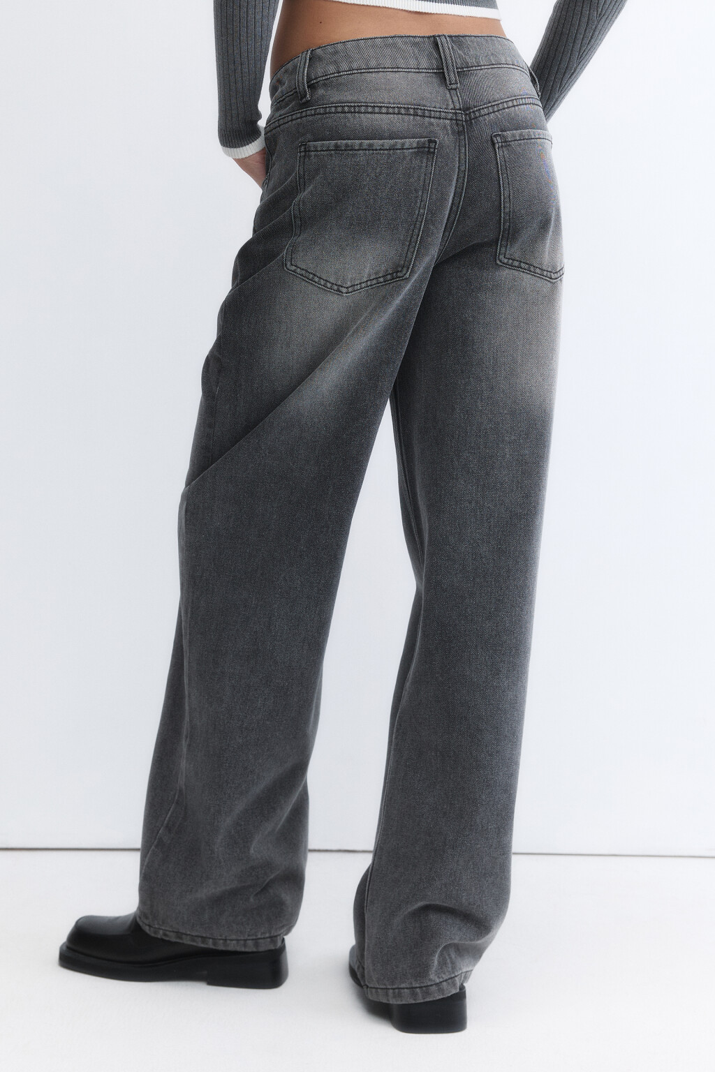 Джинсы baggy fit с эффектом масляной стирки - цвет серый - 3