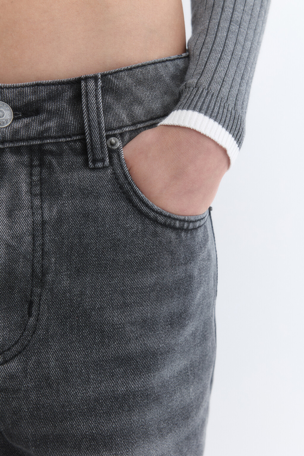 Джинсы baggy fit с эффектом масляной стирки - цвет серый - 7