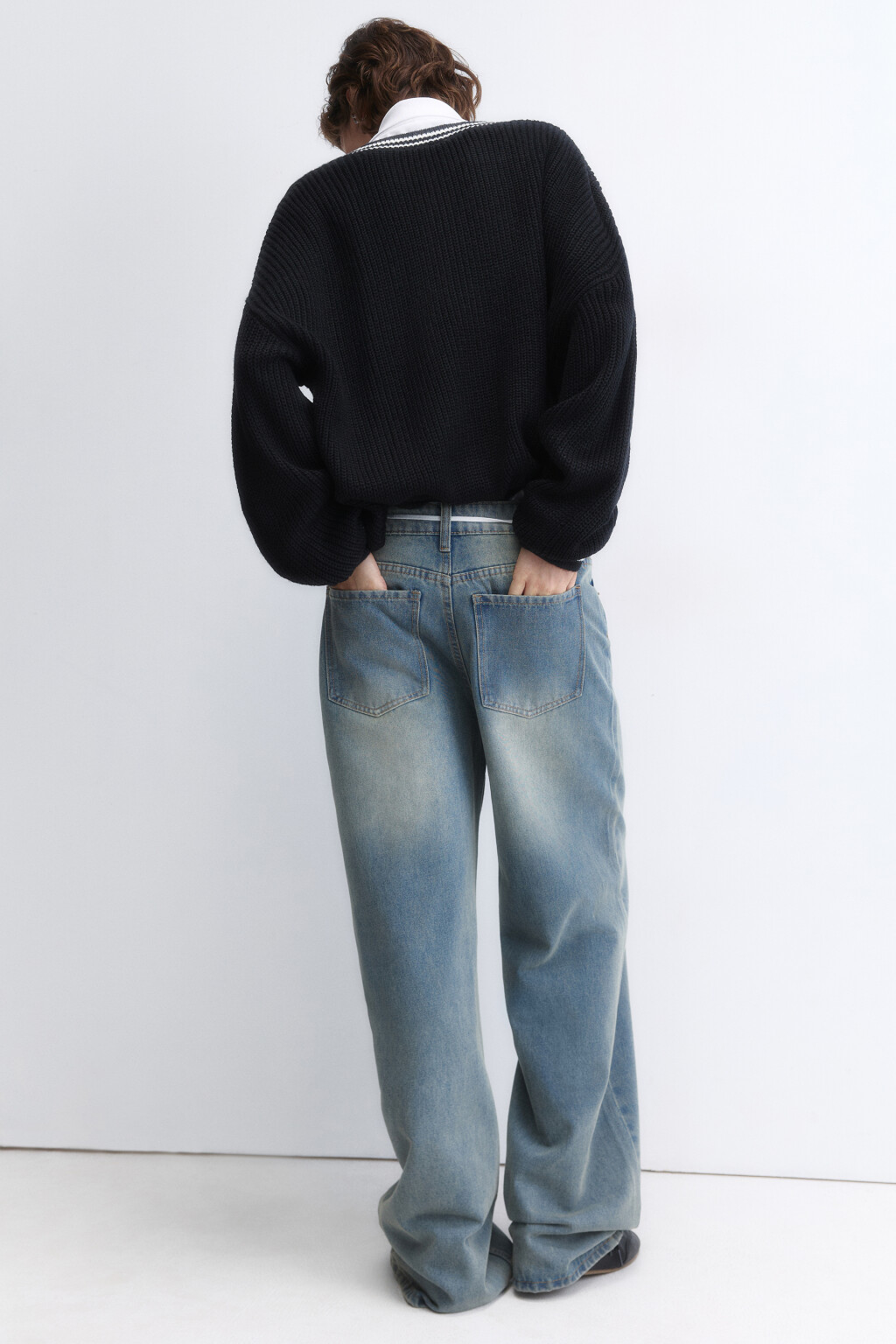 Джинсы baggy fit с эффектом масляной стирки - цвет темный тинт - 2