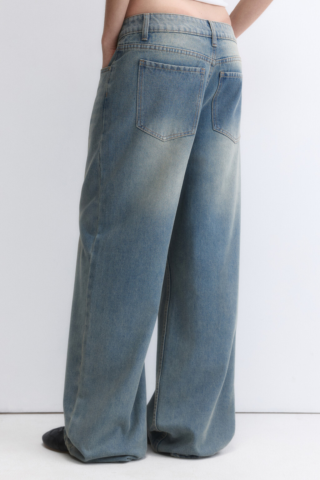 Джинсы baggy fit с эффектом масляной стирки - цвет темный тинт - 5