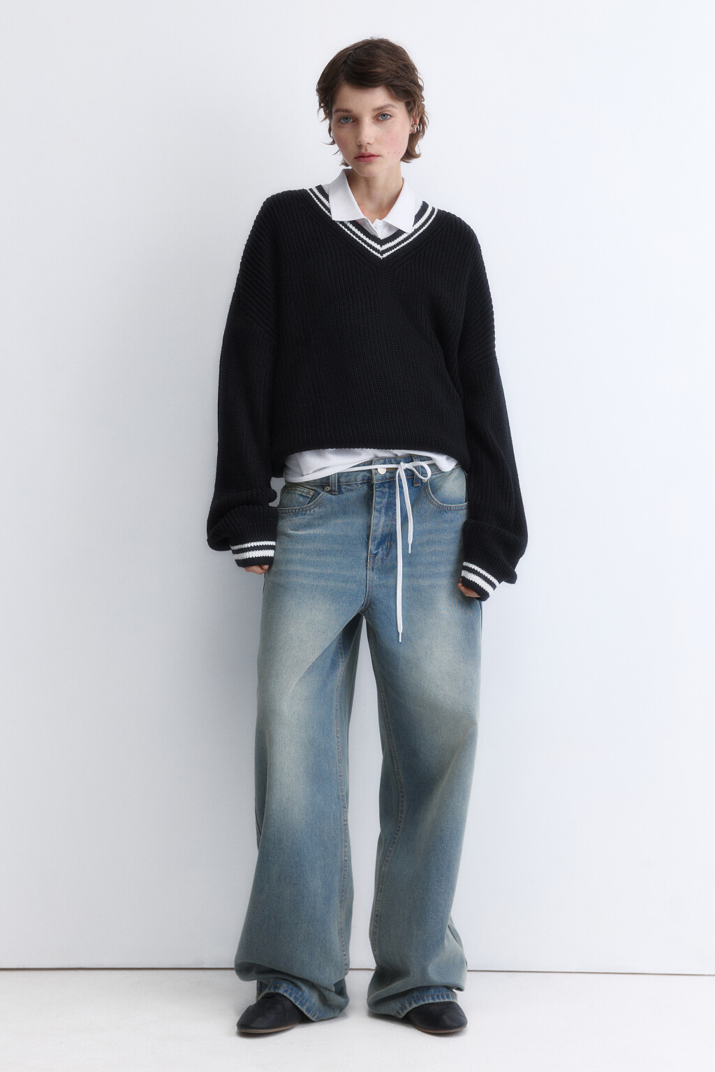 Джинсы baggy fit с эффектом масляной стирки - цвет темный тинт - 6