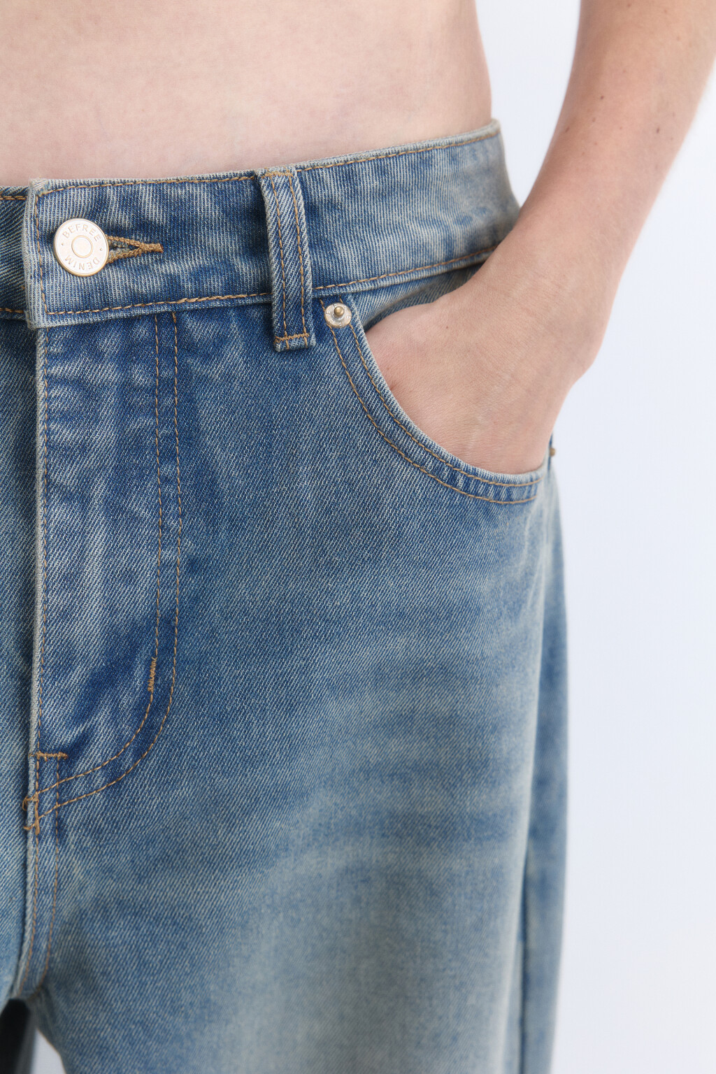 Джинсы baggy fit с эффектом масляной стирки - цвет темный тинт - 8