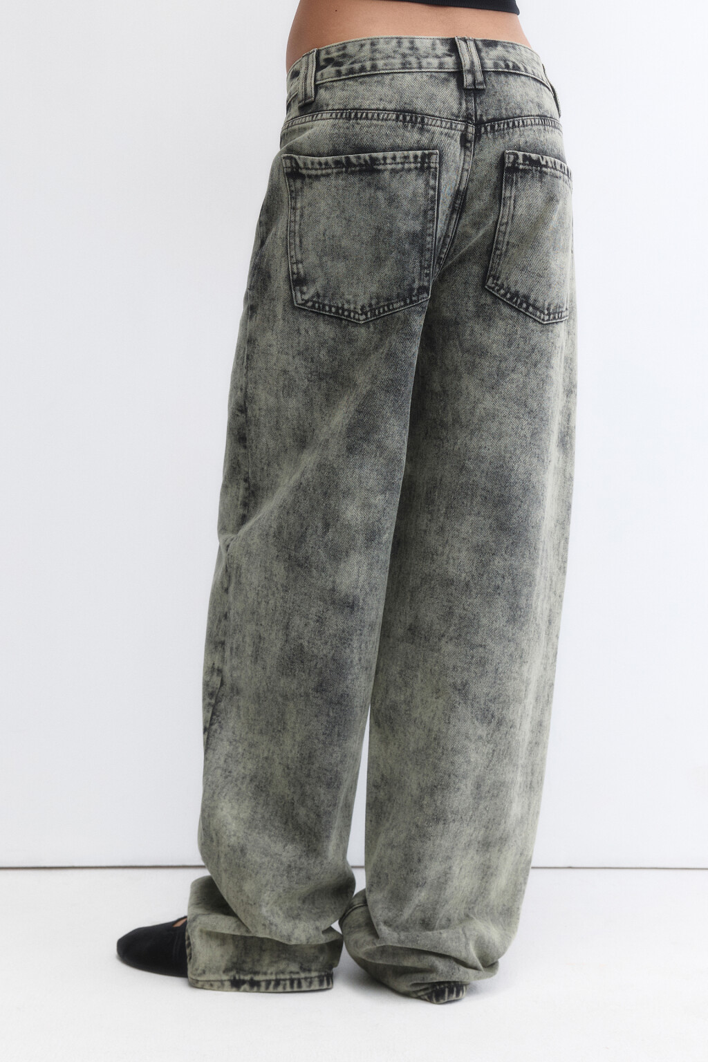 Джинсы wide широкие со стиркой - цвет синий - 4