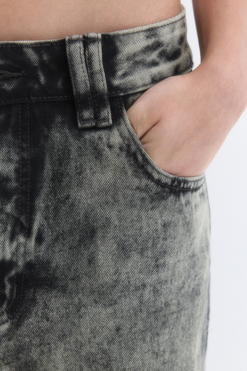 Джинсы wide широкие со стиркой - цвет синий - 7