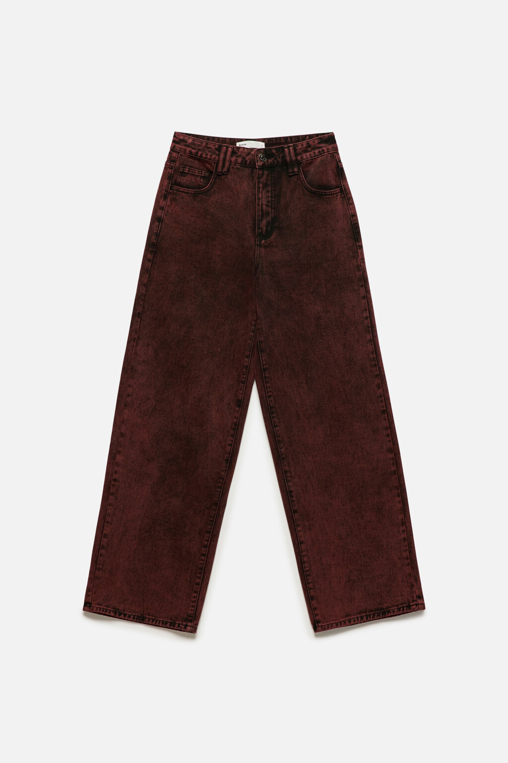 Джинсы wide широкие со стиркой - цвет бордовый - 8