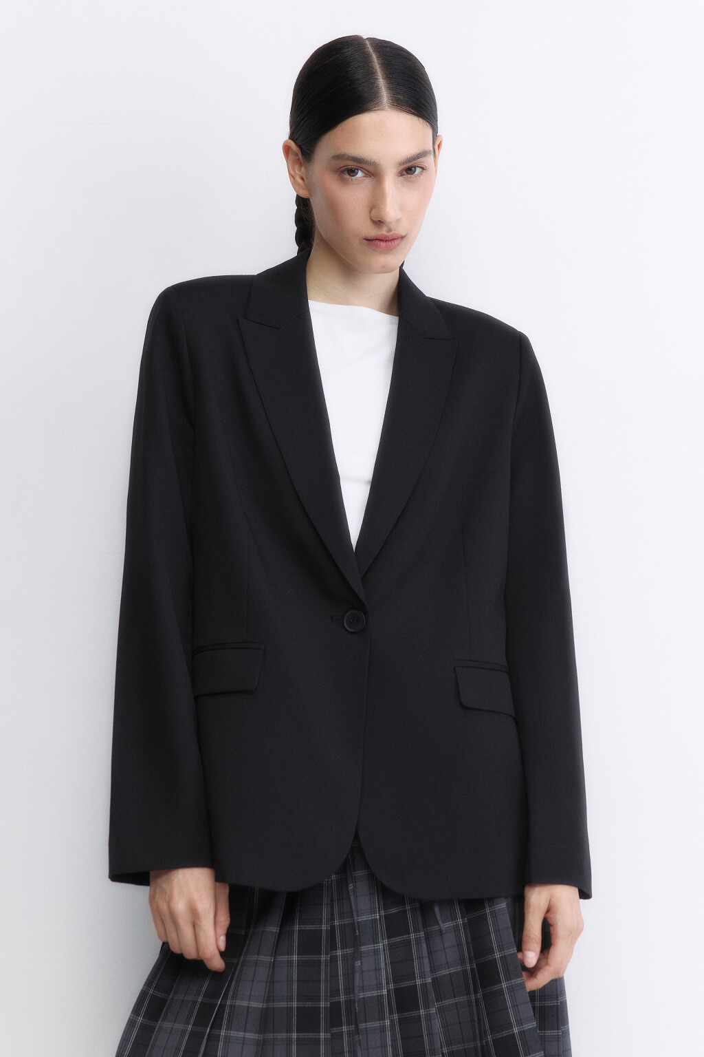 Пиджак классический однобортный - цвет черный - 2