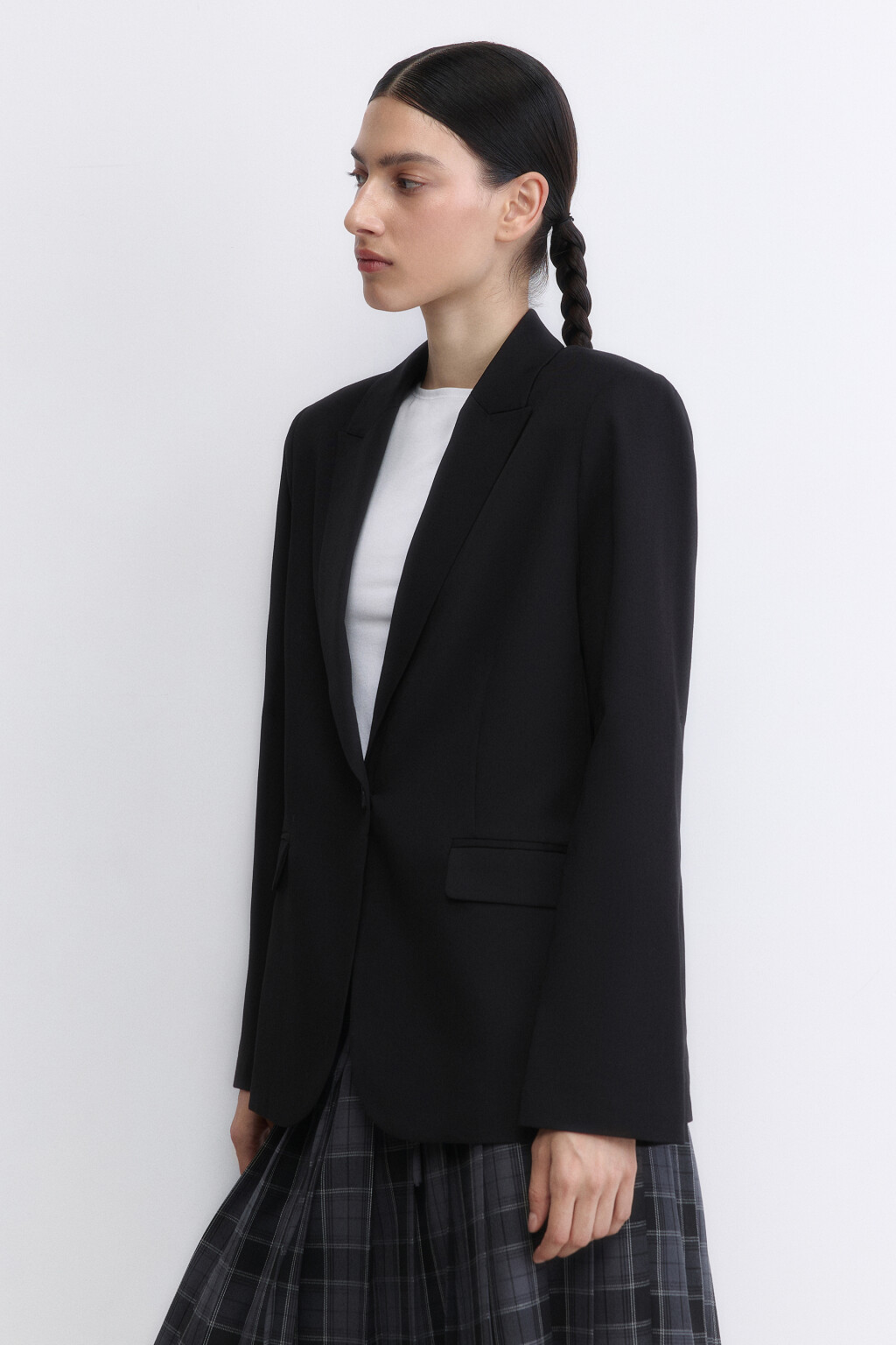 Пиджак классический однобортный - цвет черный - 3