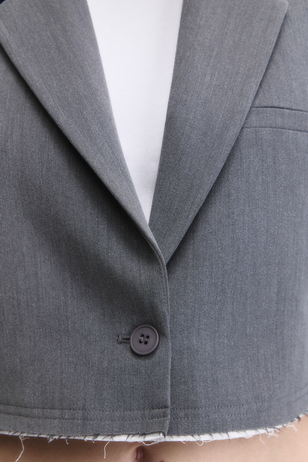 Жакет укороченный с имитацией второго слоя - цвет серый - 10