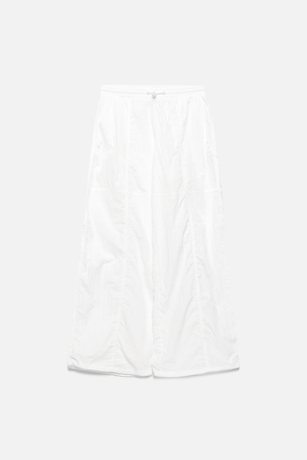 Брюки широкие с драпировками и поясом-резинкой - цвет белый - 9