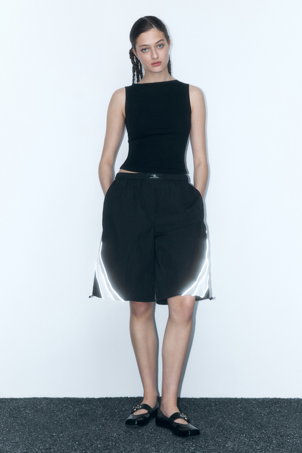 Шорты спортивные широкие на низкой посадке - цвет черный - 5