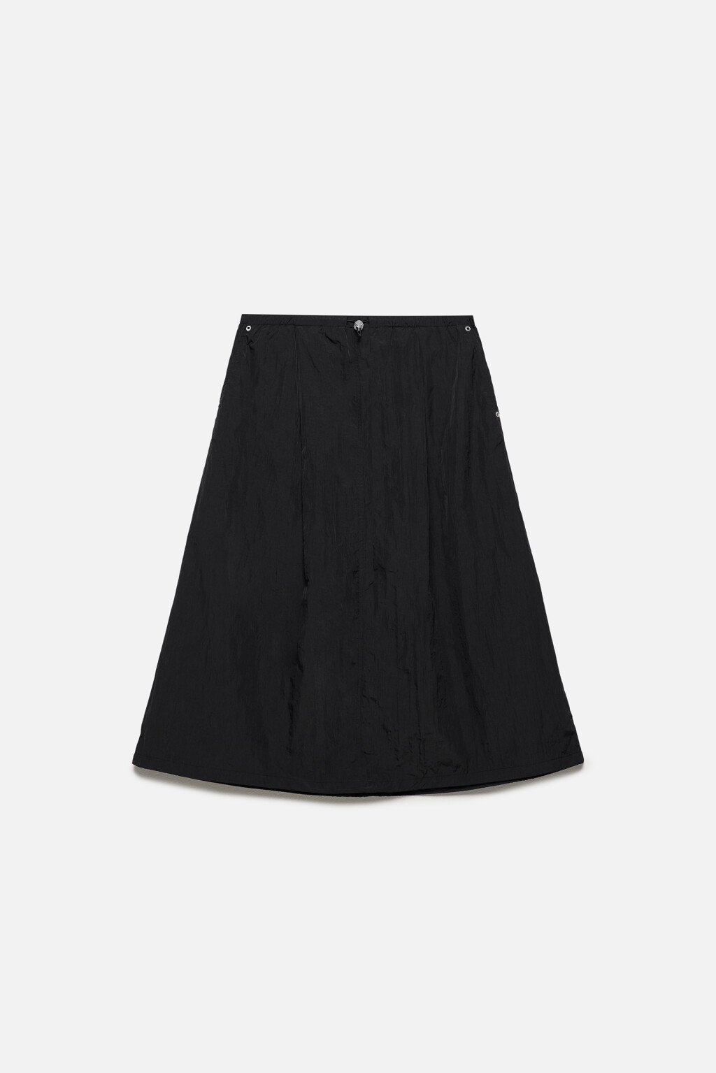 Юбка-трапеция с утяжками на низкой посадке - цвет черный - 8