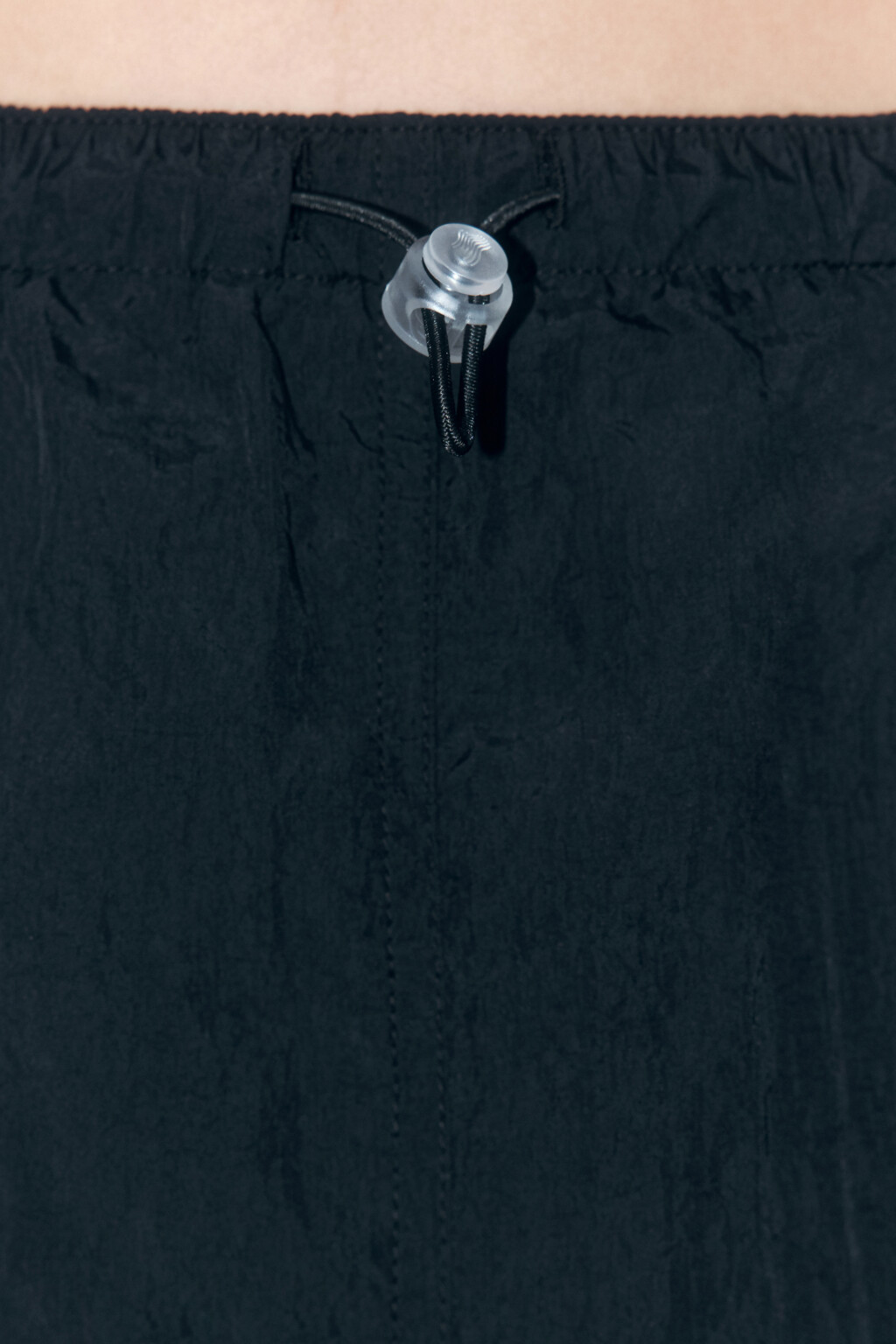 Юбка-трапеция с утяжками на низкой посадке - цвет черный - 6