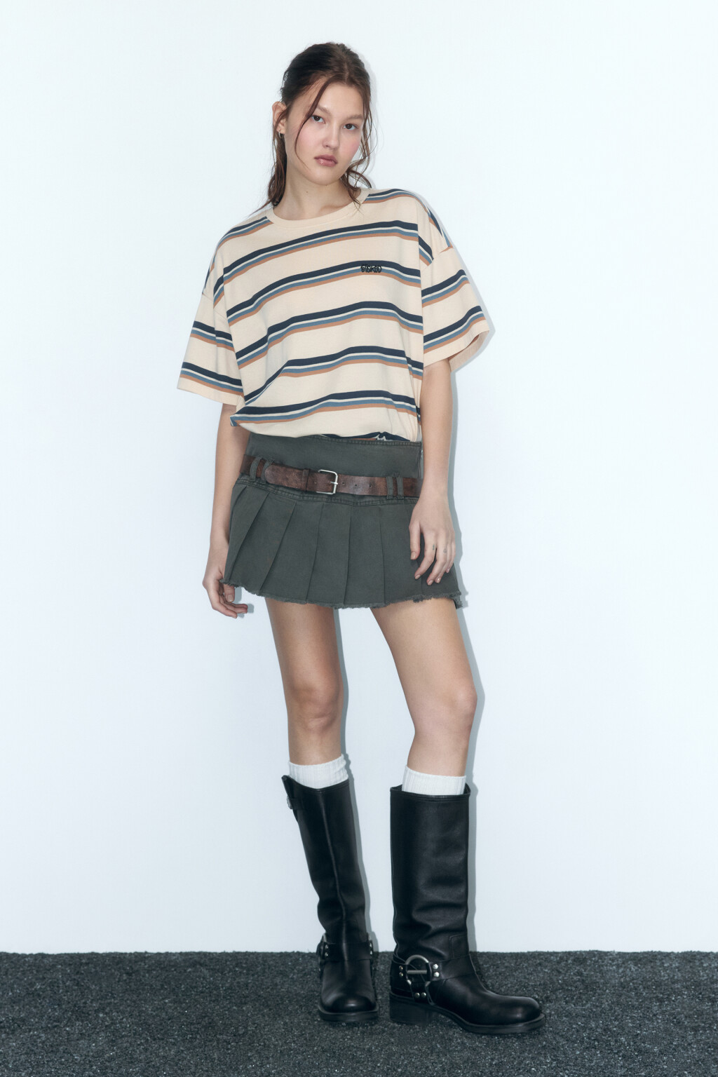 Юбка ультракороткая хлопковая в складку - цвет зеленый - 5