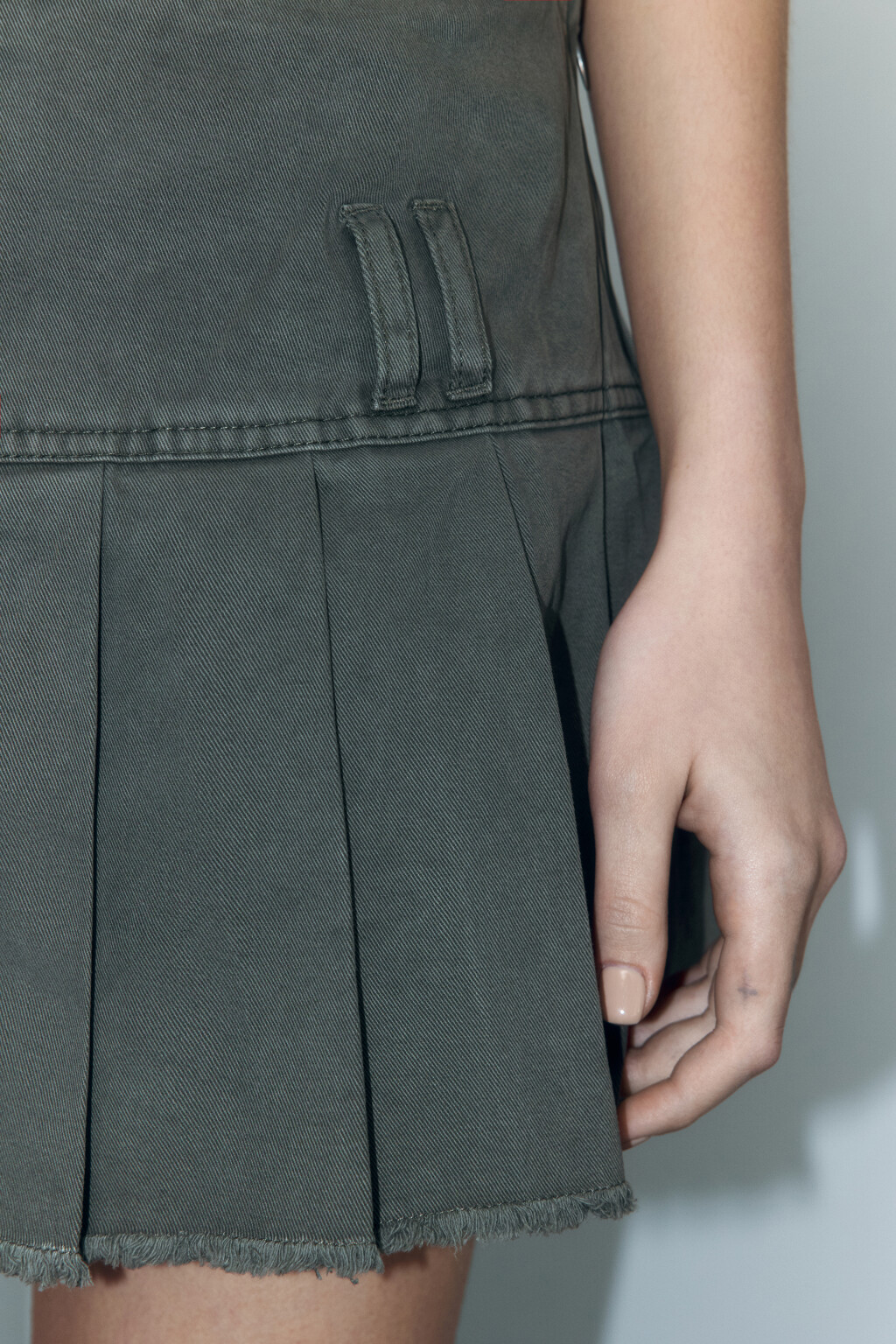 Юбка ультракороткая хлопковая в складку - цвет зеленый - 7