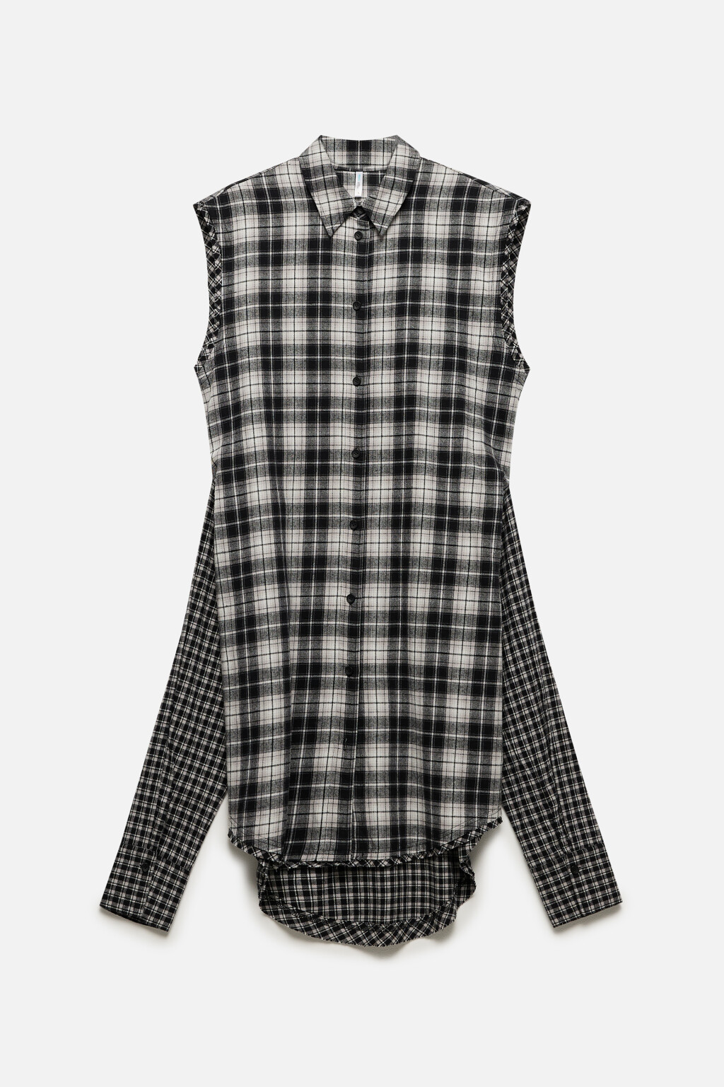 Платье-рубашка фланелевое с рукавами на талии - цвет черный - 8