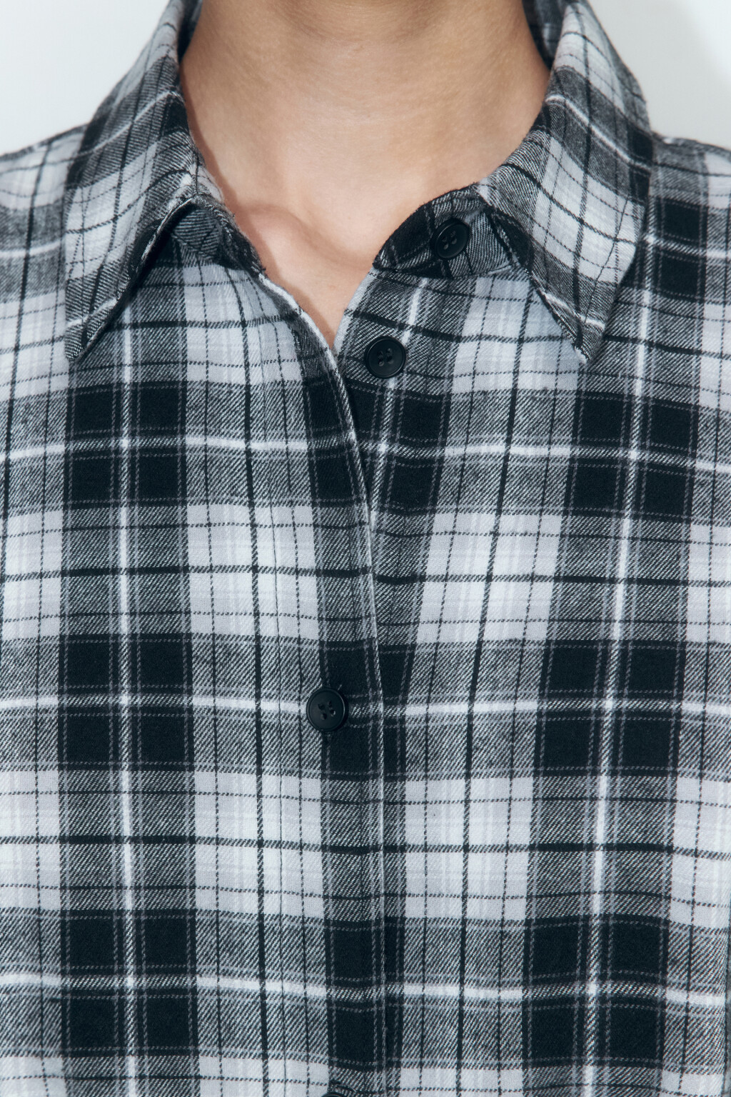 Платье-рубашка фланелевое с рукавами на талии - цвет черный - 6