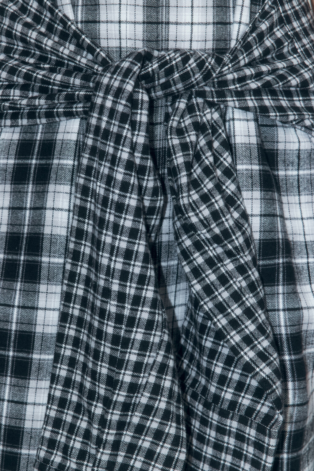 Платье-рубашка фланелевое с рукавами на талии - цвет черный - 7