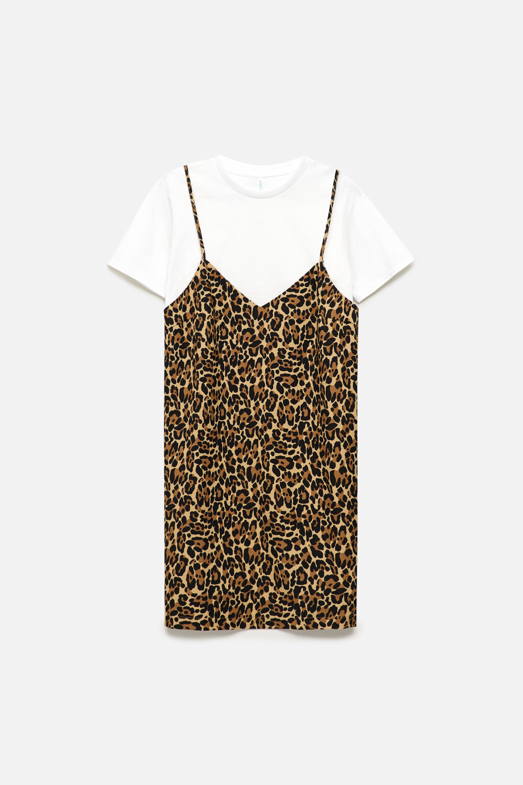 Платье-футболка с сарафаном на бретельках - цвет бежевый - 8