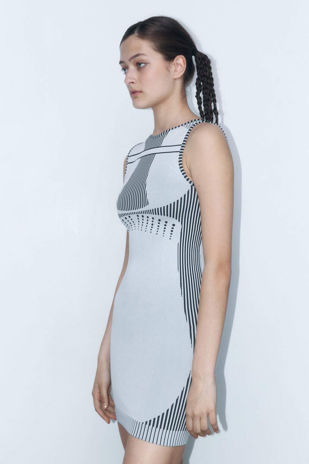 Платье-футляр мини облегающее с принтом - цвет серый - 3