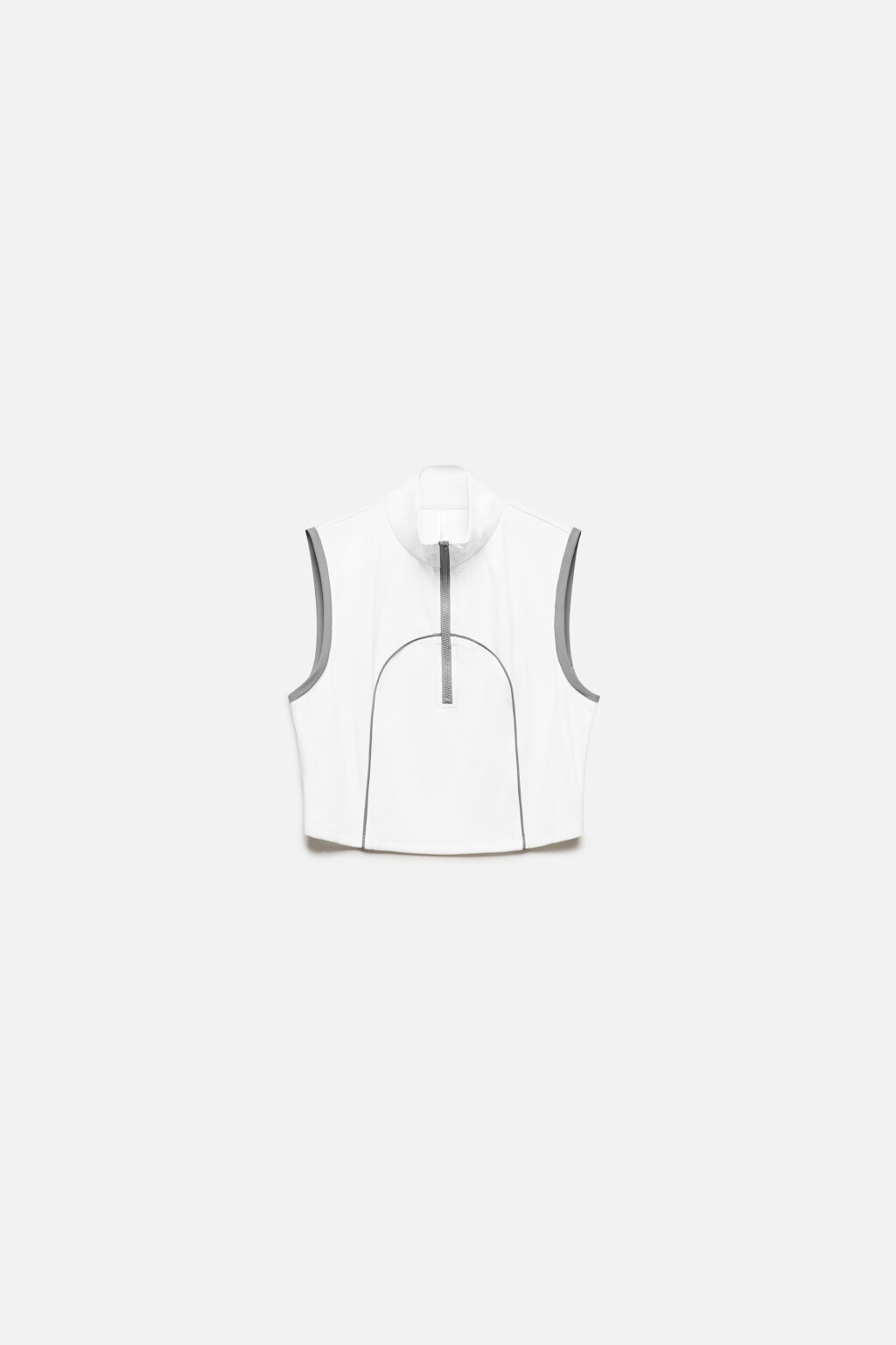 Топ спортивный с воротником-стойкой на молнии - цвет белый - 8