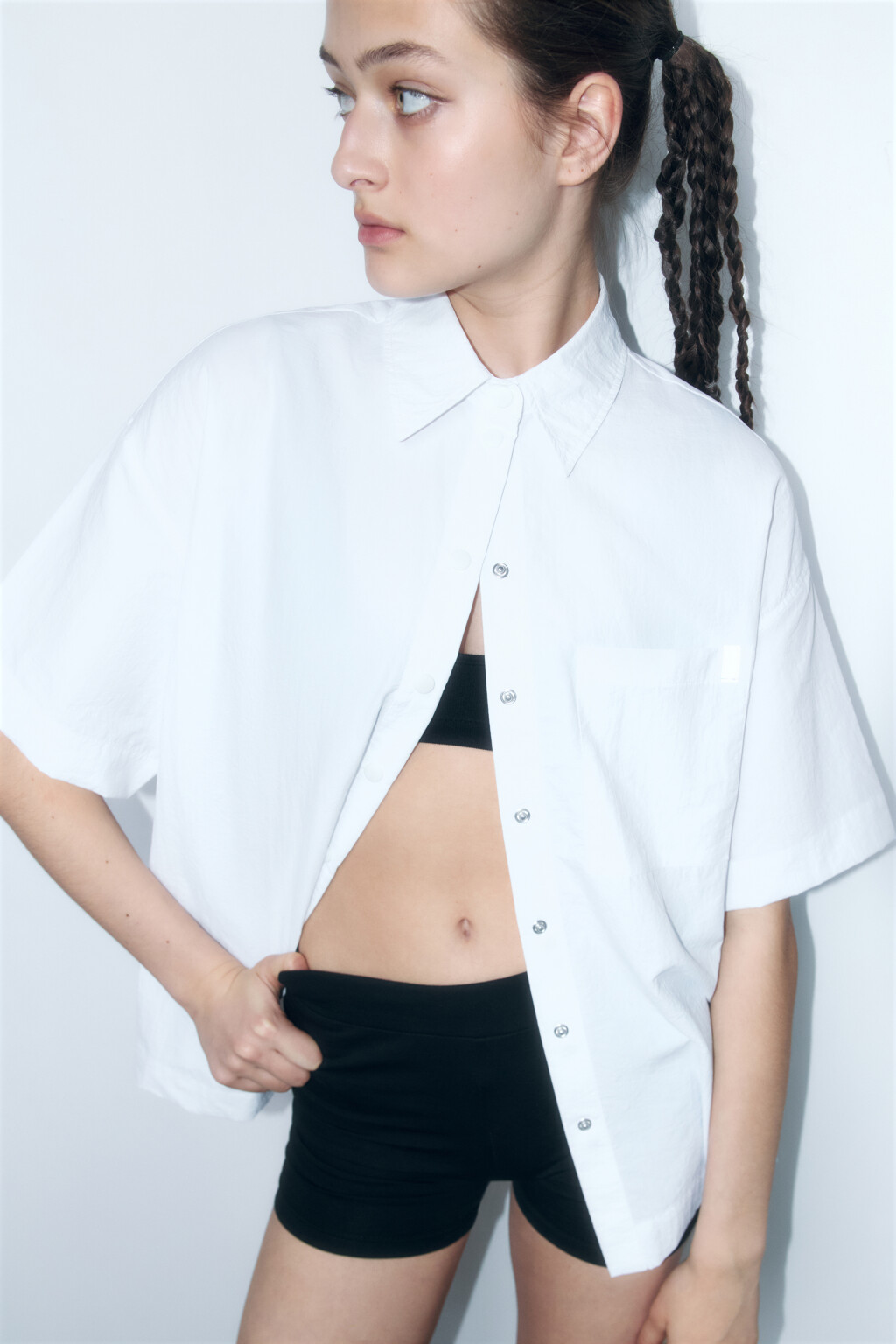 Рубашка oversize с короткими рукавами - цвет белый - 1