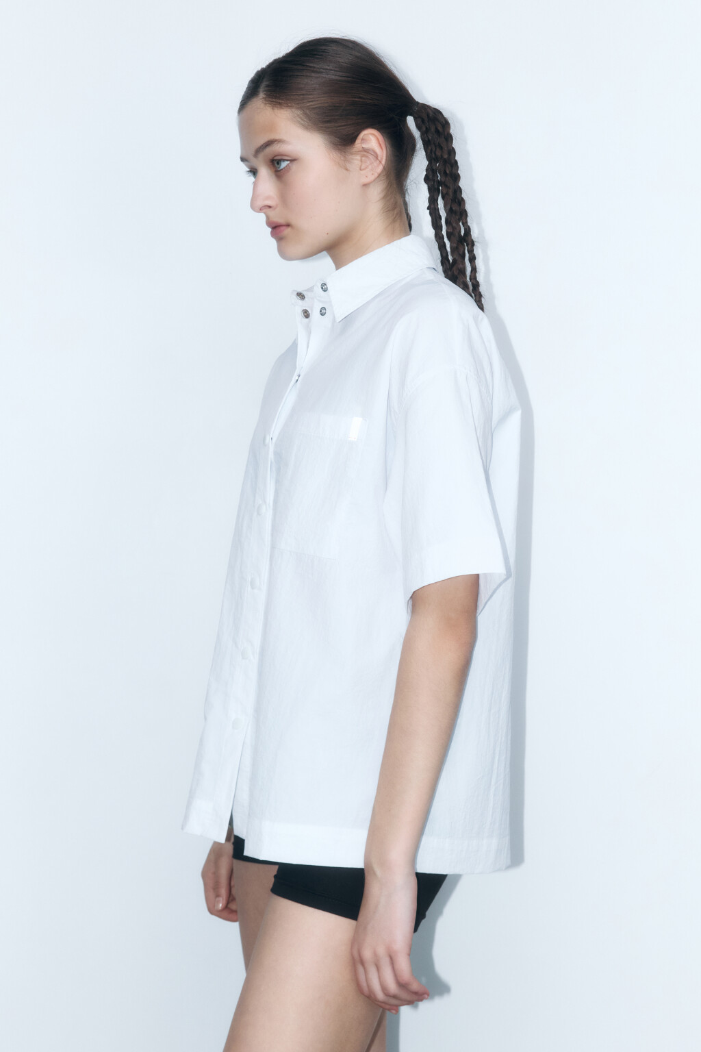 Рубашка oversize с короткими рукавами - цвет белый - 3