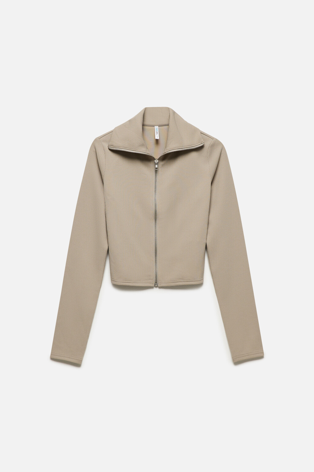 Лонгслив на молнии в рубчик с воротником - цвет тауп - 8